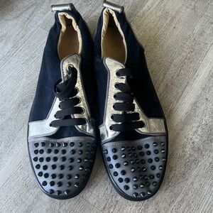 Christian Louboutin Louis Junior Spikes Flat Calf Black/Grey